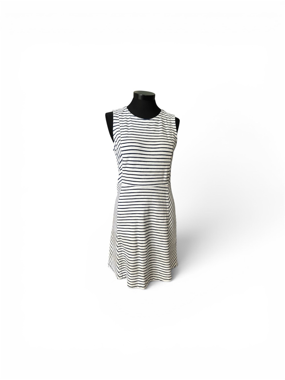 J. Crew Sleeveless Navy and White Striped Fit-and-Flare Dress. Size 8
